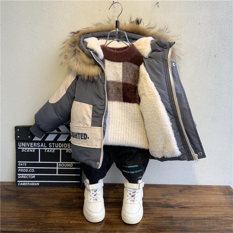 Cotton Winter Jacket for Boys Girls Winter Coat for Boys Fur Fleece Kids Parka Children Clothing