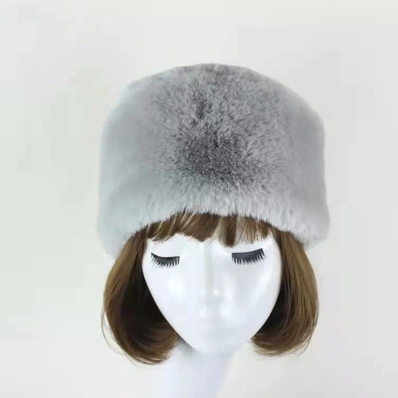 Ladies Winter Fisherman Hat Plush Velvet Warm Hat Ear Protection Pure Color Rabbit Fur Blend Dome Beret Top Hat Puffy Warm Soft Headgear