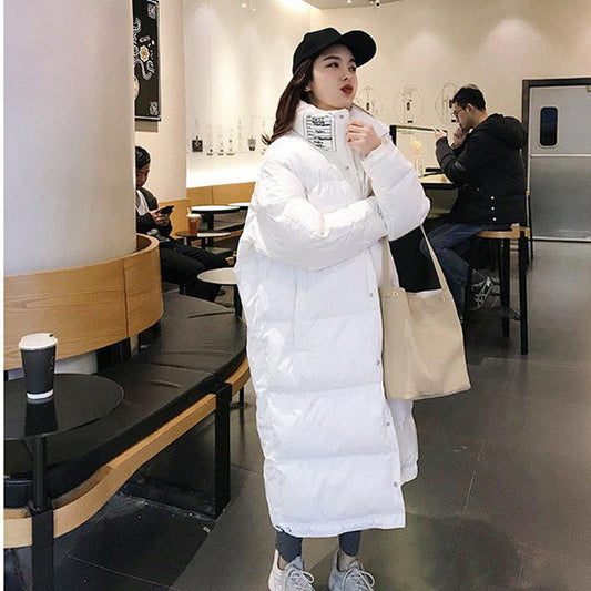 Quilted Jacket Women's Long Oversized Loose Bread Jacket Warm Cotton-padded Jacket Cotton Jacket Jacket Stand-up Collar Hoodless Down Jacket