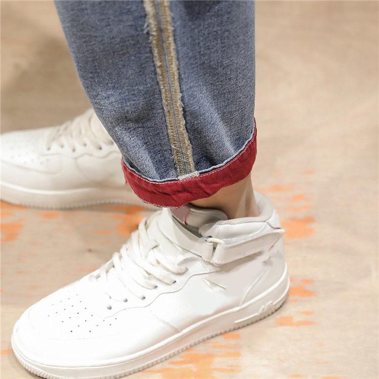 Male Student Hong Kong Style Jeans Men's Loose Straight-leg Pants Wide-leg Pants Trendy Cropped Trousers