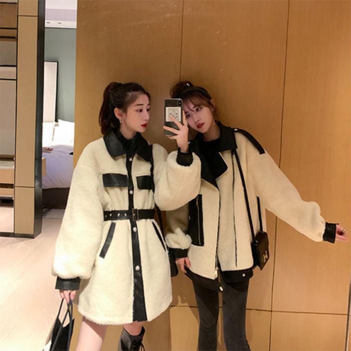 Fashion Lamb Wool Women's Coat Autumn and Winter All-match Korean Style Loose Short Fur One-piece Woolen Coat