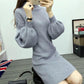 Autumn and Winter Half-high Collar Sweater Lantern Sleeve Casual Jacket Slim Knit Young Women's Top