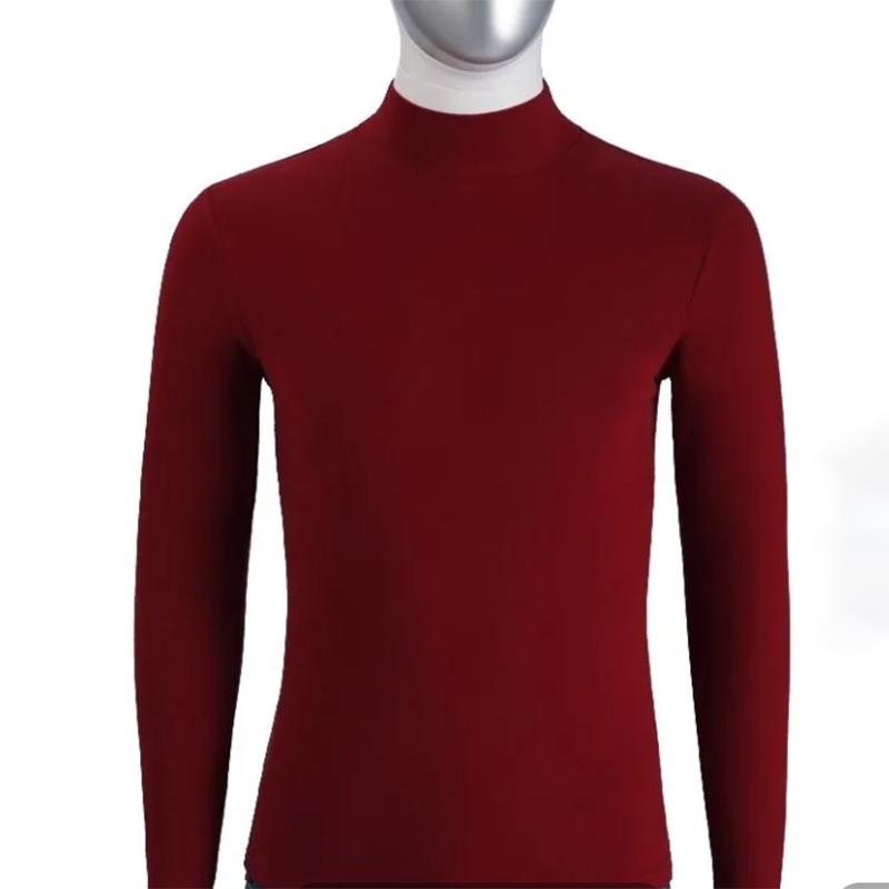 Thermal Underwear Men's Sweater Half-high Collar Autumn Clothes Slim Stretch Cotton Solid Color Cotton Sweater Middle Collar Bottoming Sweatshirts