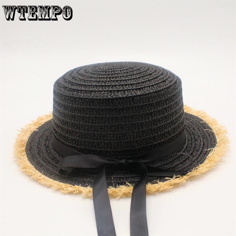 Flat Top Raffia Wide Brim Straw Hats Summer Sun Hats for Women with Leisure Beach Hats Lady