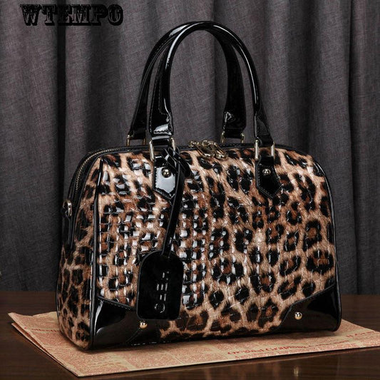 Diagonal Leather Shoulder Bag Female Leopard Pure Leather Women's Leather Bag