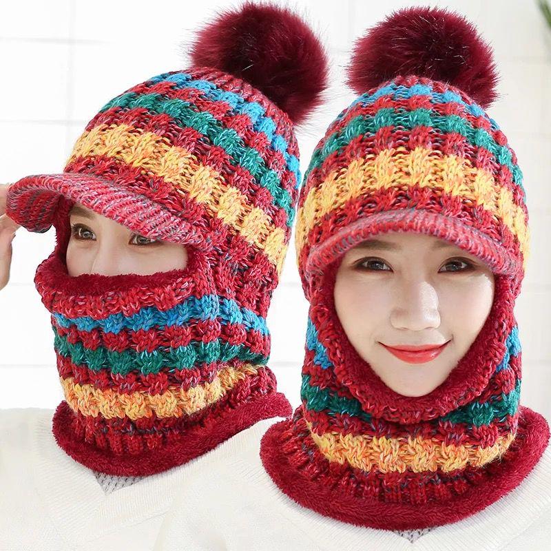 Autumn winter Warm hat Thick hat Fashion Woman hat Plush Cotton hat Trendy wild hat Windproof hat