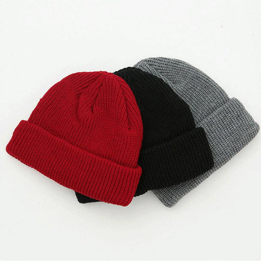 Knit Hats Skullies Beanies Autumn Winter Warm Skull Hats Men Fashion Solf Wool Cuff Beanie Caps Female 2021 New Lady Soid Knitted Skullies Hats Cap