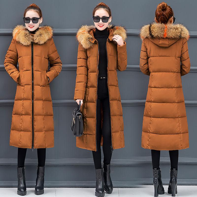 Winter Ladies Down Padded Jacket Fashion Plus Fleece Hooded Padded Jacket Thick Warm Long Coat