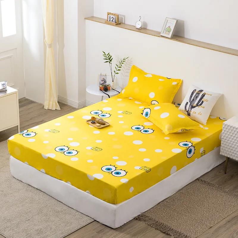 Thick Sanded Mattress Cover Fashion Printed Bed Sheet Bed Cover Non-slip Breathable Mattress Cover Large Double Bed Cover Dust Cover