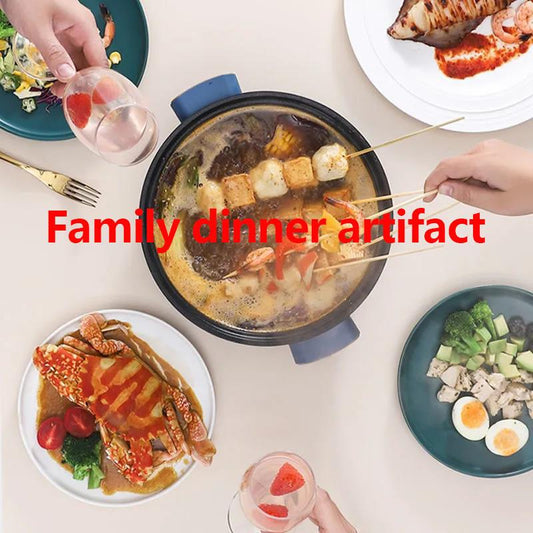 800W Multifunctional Electric Heat Pot Mini Boiling Soup Pot Non-stick Cookware Frying Pan for One Person