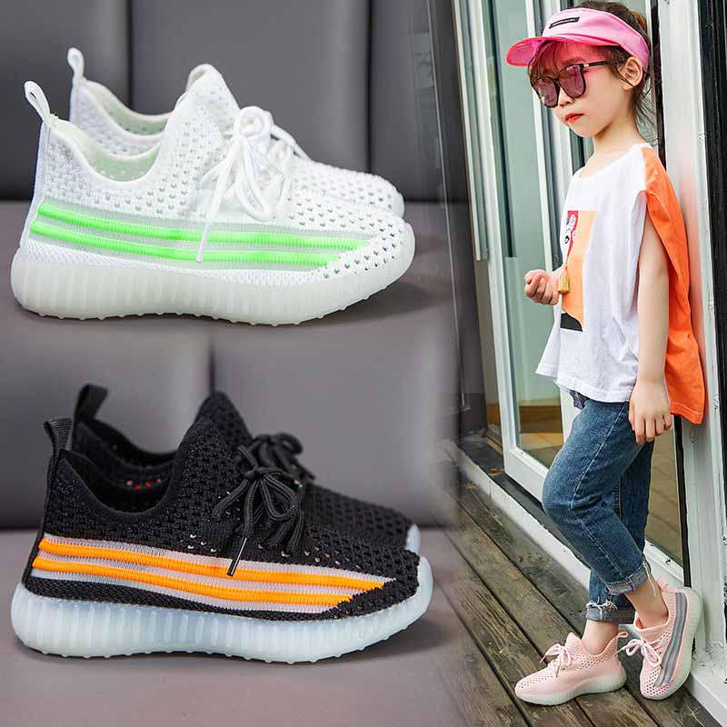 26-37 Child Fluorescence Sneakers Kids Mesh Breathable Non-slip Shockproof Basketball Shoes Lightweight Running Shoes Comfortable Deodorant Baby Shoes