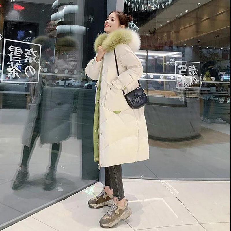 Women's Over-the-knee Mid-length Padded Coat Winter Coat Thick Padded Coat Big Fur Collar Loose Bread Parkas