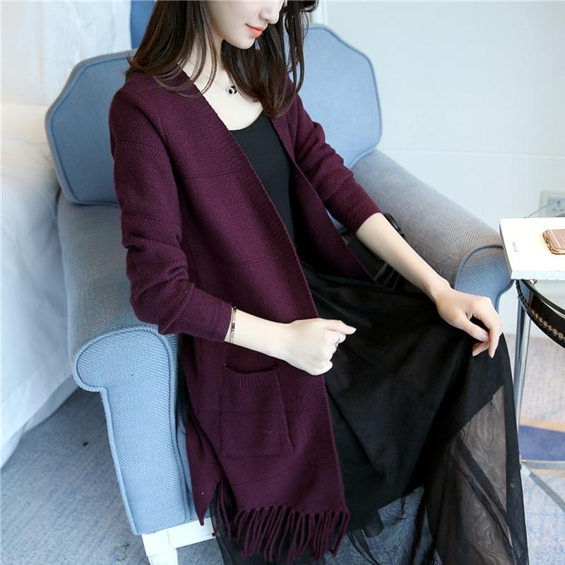 Mid-length Autumn and Winter Coat Casual Long-sleeved Knitted Cardigan Loose Sweater