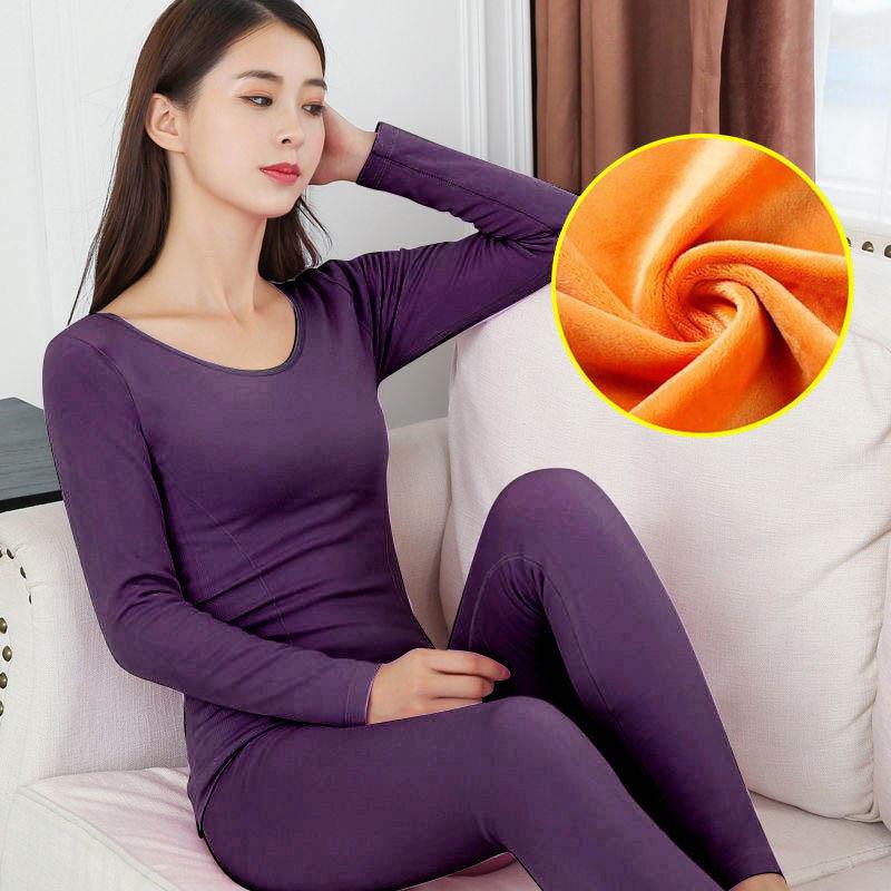 Thermal Underwear Women Plus Velvet Thickening Suit Body Slimming Tight-fitting Autumn Clothes Long Trousers Cotton Sweater Base Winter