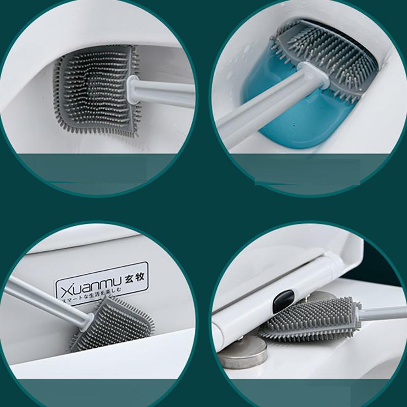 The Toilet Brush Has No Dead Ends Multifunctional Household Free Punch Wall-mounted Creative Silicone Toilet Brush Cleaning Toilet Brush Set