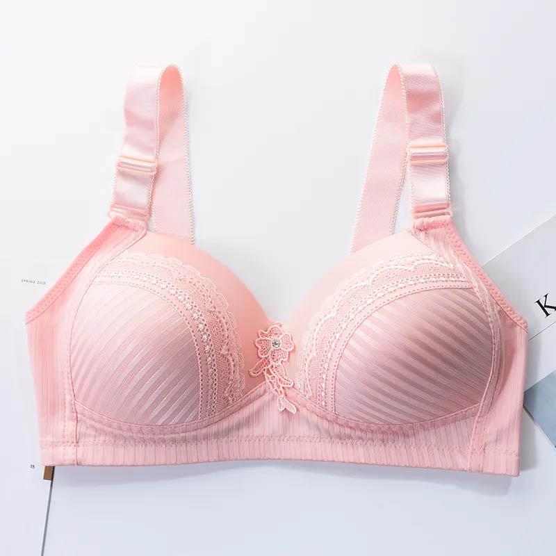 Large Size Thin Section No Steel Ring Gathered Anti-sagging Ladies Underwear Vest Big Breasts Show Small Adjustment Bra