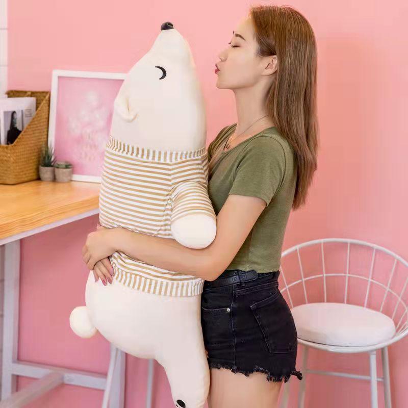 Polar Bear Plush Toys Long Pillow Stuffed Doll Girls Soft Goddess Festival Toys