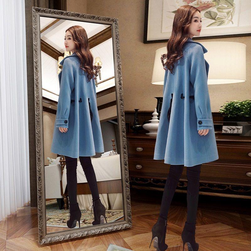 Winter and Spring Women's Mid-length Woolen Coat Fashionable Loose Popular Woolen Coat