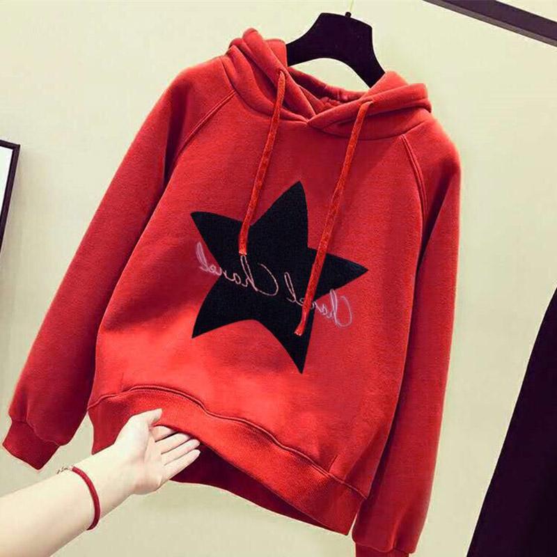 Long Sleeve Warm Hooded Tops Autumn and Winter Cotton Sweater Women's Sweatshirt Wild Large Size