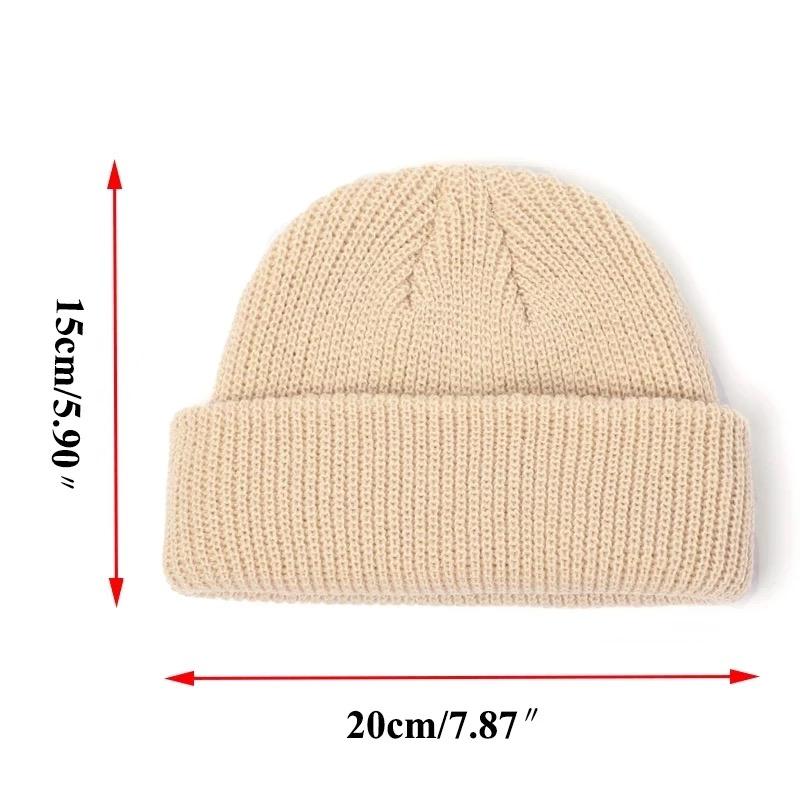 Fashion Hip Hop Beanie Knitted Hat Men Skullcap Women Winter Autumn Warm Brimless Baggy Melon Cap Cuff Docker Fisherman Beanies Hats Solid Color