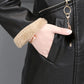 Winter Women's Leather Fashion Fur Coat Lamb Fur Coat Plus Velvet Thickening Medium Long Large Size Leather Coat