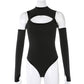 Black Hollow Out Sexy Harajuku Bodysuit Womens Off Shoulder Streetwear Party Club Body Jumpers White Rompers Ladies Skinny Top