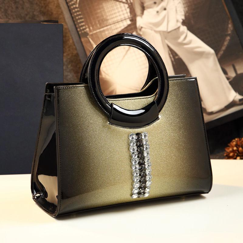 Bright Solid Patent Leather Shoulder Bags Ladies Handbags Casual Top-handle Messenger Bag Tote Bag