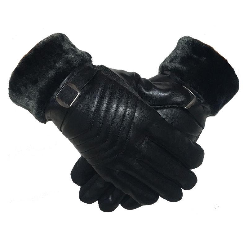 Winter Warm Leather gloves Thick gloves Man fashion gloves Plush Cotton gloves Windproof gloves