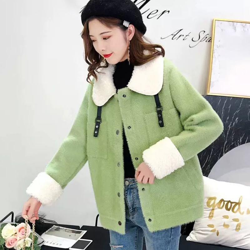 Casual Autumn and Winter Knitted Cardigan Lapel Long-sleeved Thick Sweater Short Fashion Jacket