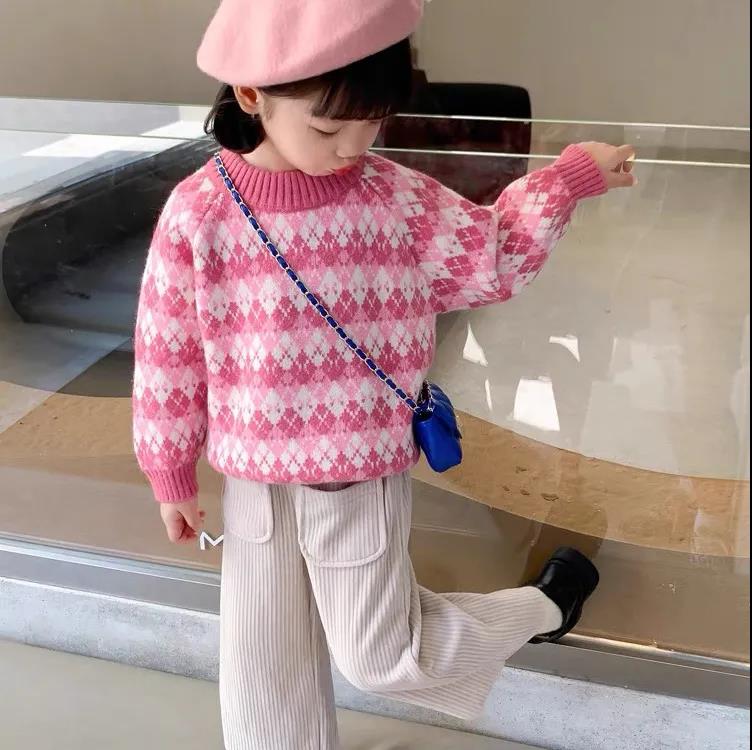 Girls' Autumn and Winter Clothes, Children's Sweater Pullovers, Small and Medium-sized Children's Foreign-style Sweaters, Baby Long-sleeved Tops