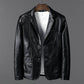 Men's Fashion Leather Slim Fit Business Jacket Casual Motorcycle Long Sleeve Leather Jacket