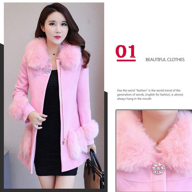 Autumn and Winter Long Slim Coat Simple Casual Woolen Coat Fashionable All-match Female Windbreaker