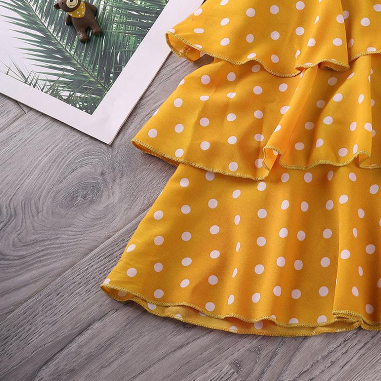 Toddler Child Summer Baby Girls' Polka Dot Printing Suspender Sleeveless Princess Dress Folded Cake Skirt Sweet Wind