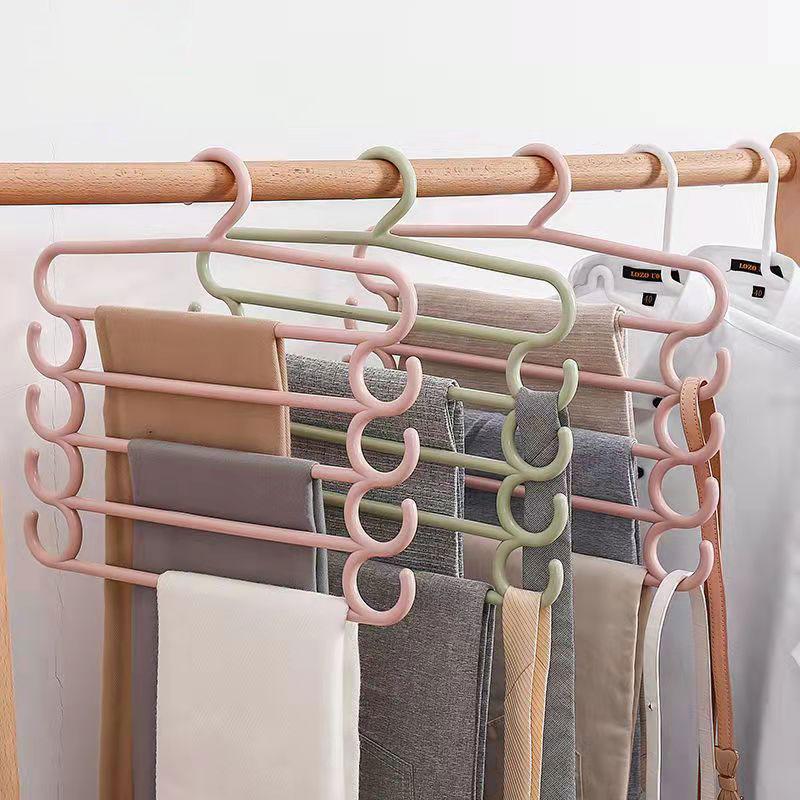 Household 5-layer Pants Rack Scarf Rack Multifunctional Closet Storage Rack Towel Rack Silk Scarf Tie Hanger Hanger Drying Rack Family Organizer