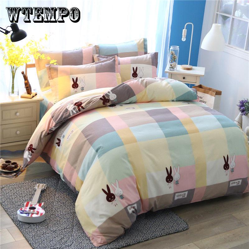 Bedclothes Simple Fashion Geometric Stripes Bed Sheet Duvet Cover Sets 4pcs Bedding Set