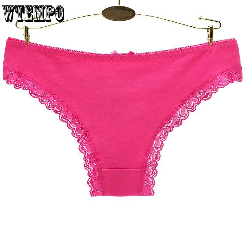 6 Pcs/Lot Pure Cotton Simple Sexy Lace Ladies Underwear Seamless Antibacterial Panties