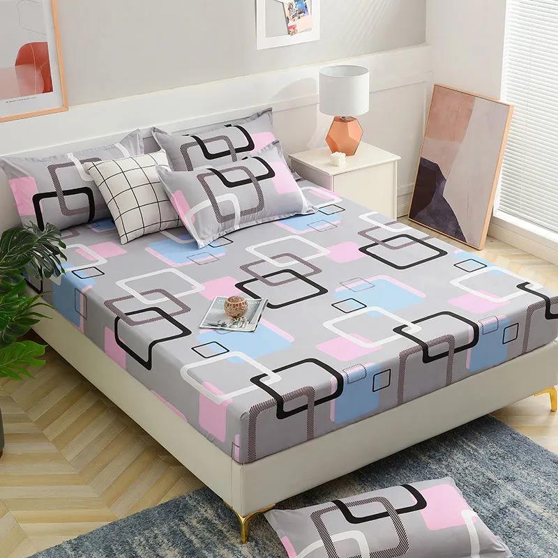 Four Seasons Universal Non-slip Mattress Protector Bed Cover All-inclusive Cotton Mattress Cover Single Double Cartoon Style