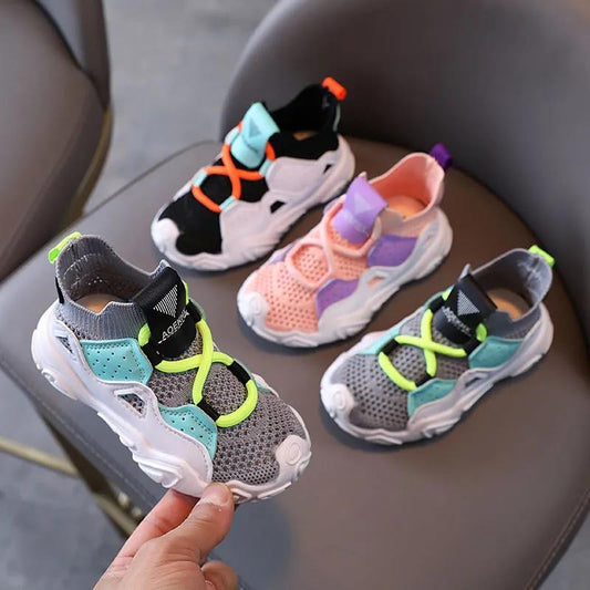 Kids Shoes Spring Summer Girls and Boys Soft Sole Sports Shoes Anti-slip Casual Mesh Flat Shoes