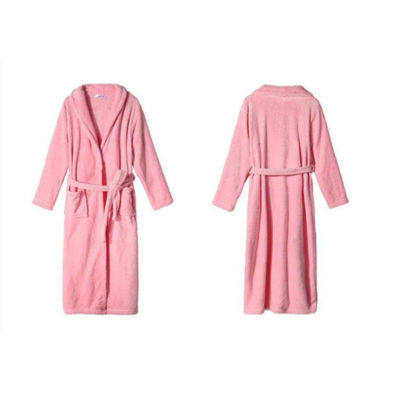 Autumn Winter Flannel Nightgown Robe Thick Long Coral Fleece Bathrobe Loose Pajama Dress Women's Winter Warm Long Sleeves Sleepwear