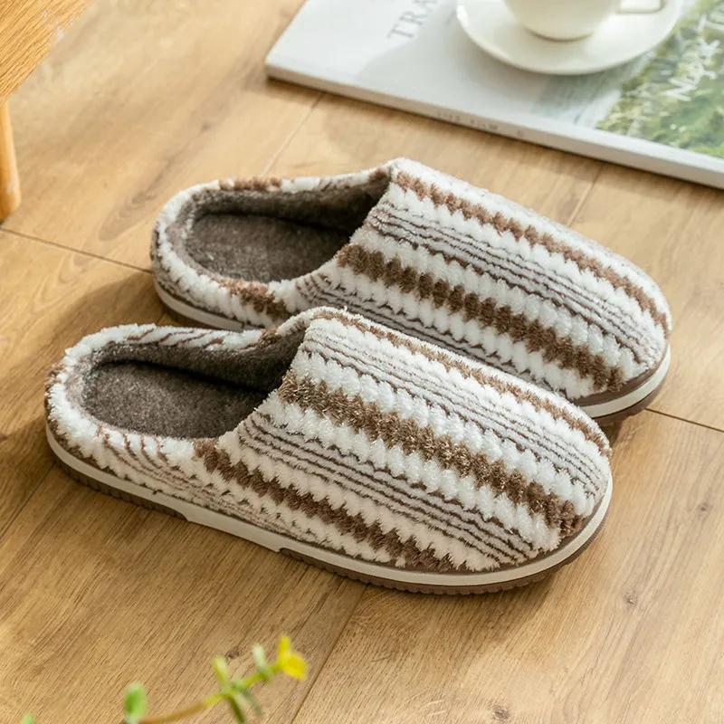 Plat Slippers Women Home Non Fall Slip Winter Thick Warm Slides Plus Size Mens Slippers Casual Cotton Shoes