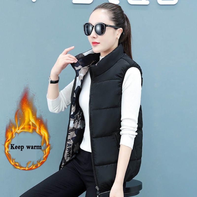 Two-sided Cotton Vest Women's Short Large Size Thick Winter Waistcoat Vest Jacket