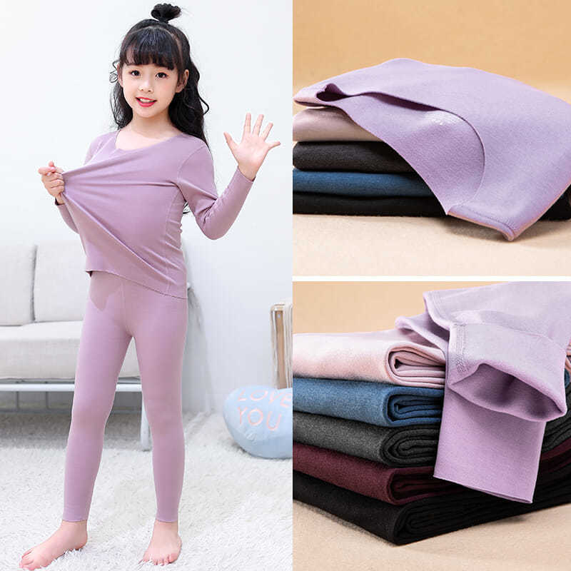 Children's Thermal Underwear Set Self-heating Inner Wear Autumn and Winter Plus Velvet Autumn Clothes Long Trousers