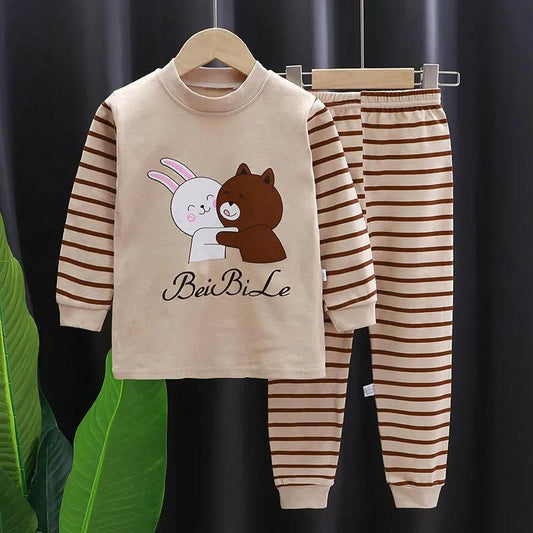 Children's Autumn Clothes and Long Pants Suits Boys and Girls Cotton Comfortable Spring and Autumn Suits Home Clothes Baby Cotton Pajamas