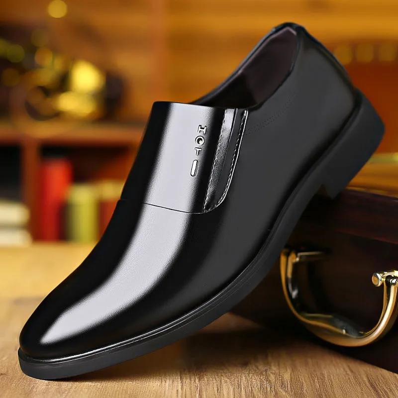 Men's Spring and Summer Glossy Leather Shoes Business Formal Wedding Leather Shoes Casual All-match Shoes