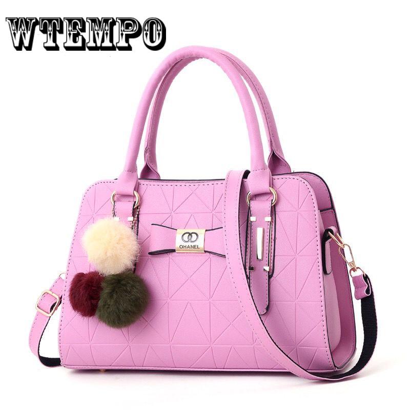 Women's Handbag Fashion Large Capacity Women Shoulder Bag with Hairball Ornaments