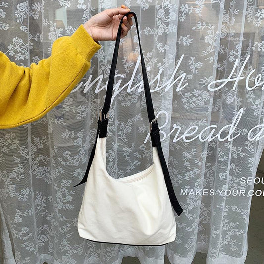 1Pcs Women Canvas Crossbody Bags Travel Casual Large Shoulder Simple Hobo Bags Adjustable Strap