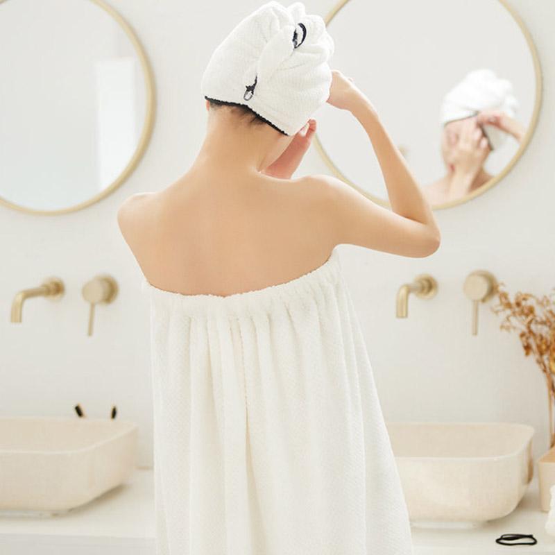 Bath Towel Feminine Can Wear Tube Top Bath Skirt Dry Hair Cap Suit Adult Soft Absorbent Non-linting Daily Necessities Students