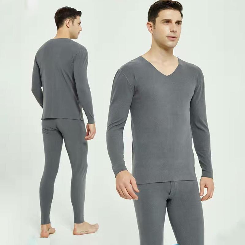 Men Winter Thermal Underwear V-neck Male Autumn Clothes Tight Suit Thicken Windproof Long Sleeve High Elasticity Tracksuit Wearable Versatile Spring