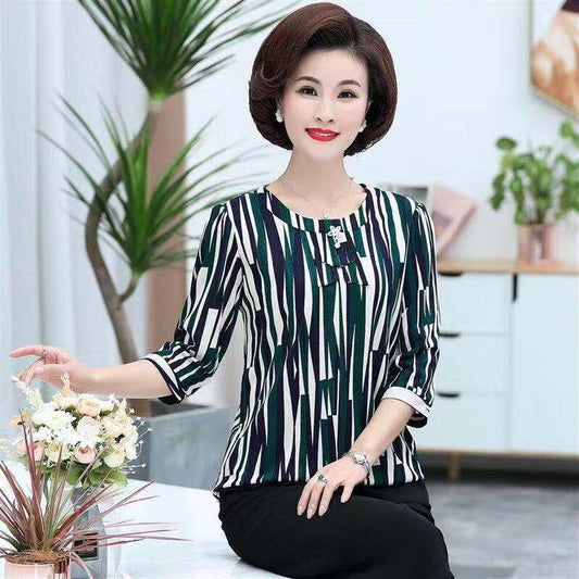 Women's Printed Loose T-shirt Round Neck Short-sleeved Daily Casual Shirt Fabric Light and Breathable Loose and Comfortable