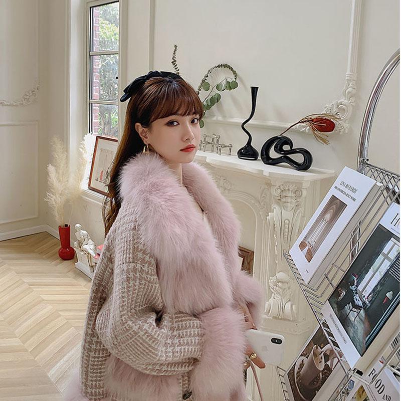 Fur Light Mature Style Western Style Autumn and Winter Imitation Fox Hair Female Woolen Woolen Floral Coat